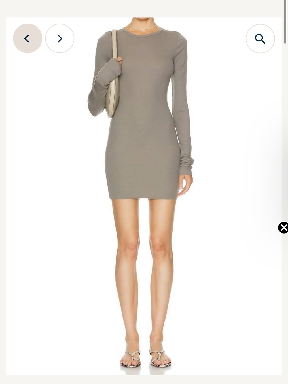 Entente long -Sleeve Bodycon Mini Dress in Taupe